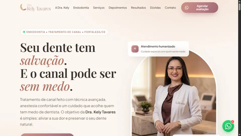 Página inicial do site Dra. Kely Tavares